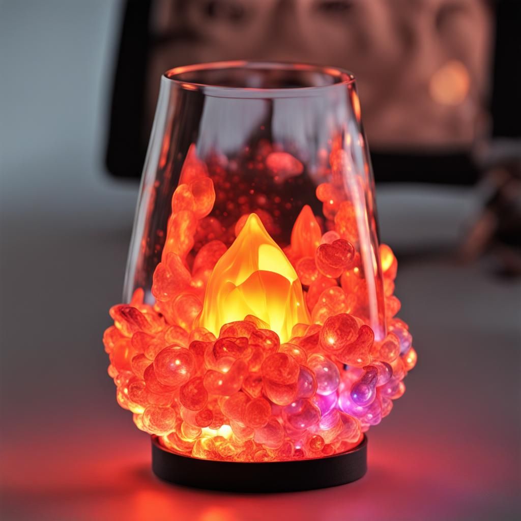 Chibi Crystal Lava Lamp with Flowing Lava