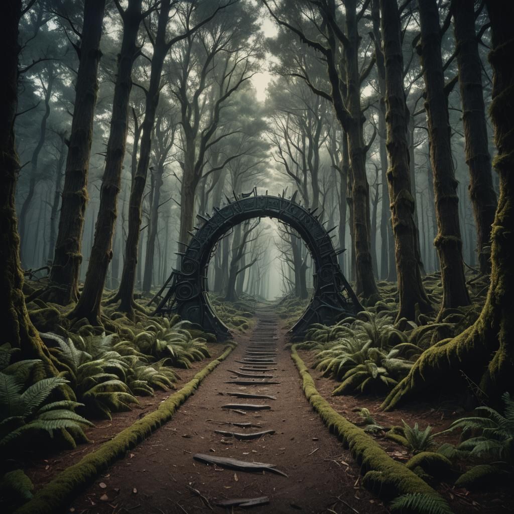 Stargate Path in Dark Cinematic Forest