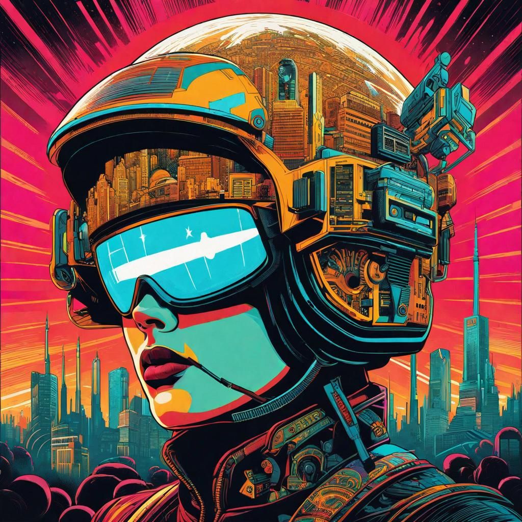 Luminescent City in Field: Conceptual Futurism