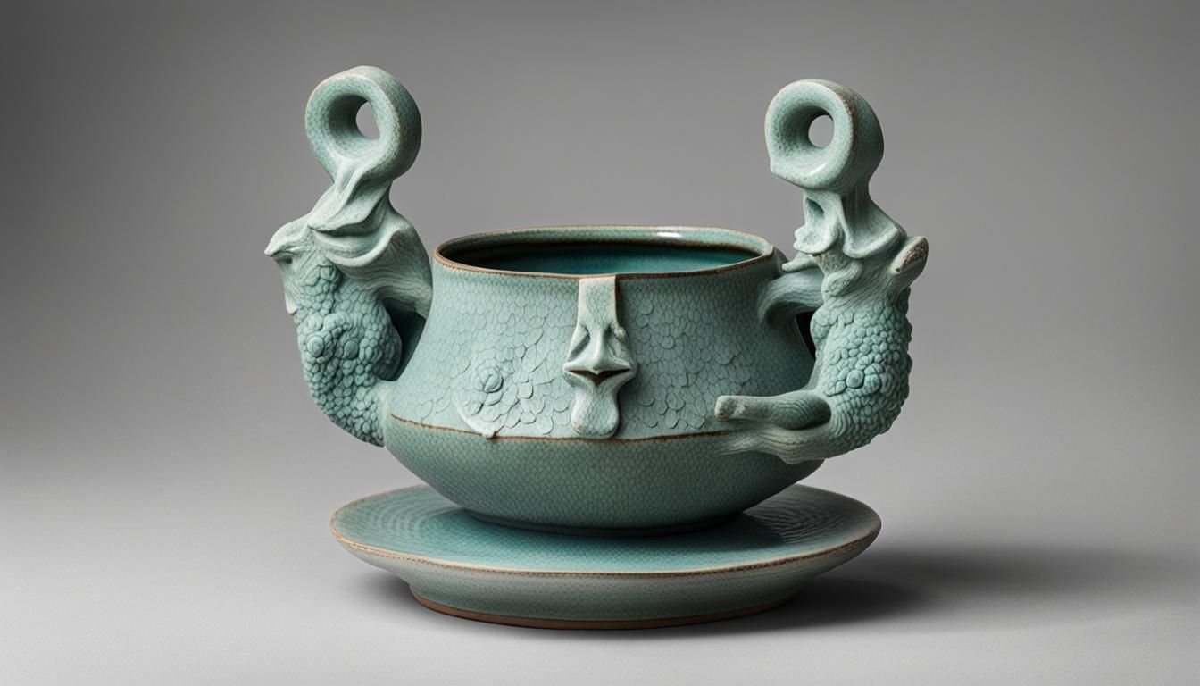 Stoneware 'Grapnel' Ceramic Sculpture with Celadon Glaze