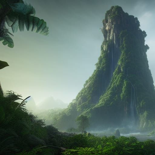 Jungle Monolith: Detailed Matte Painting