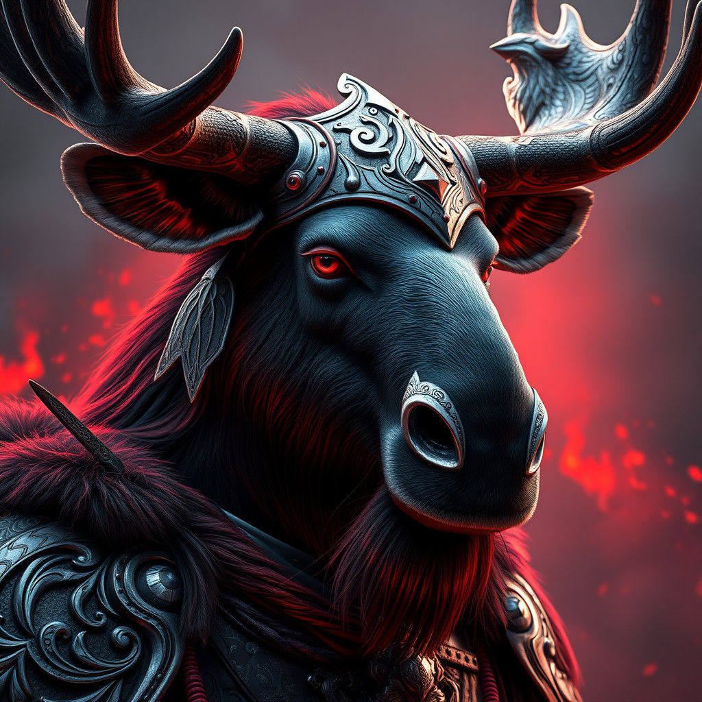 Majestic Moose-Viking in Silver Armor