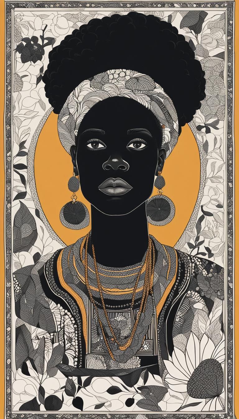 Black Woman Portrait in Expressionist Style