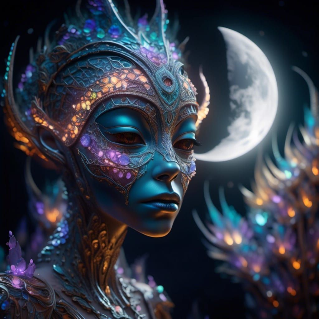 alien with iridescent skin