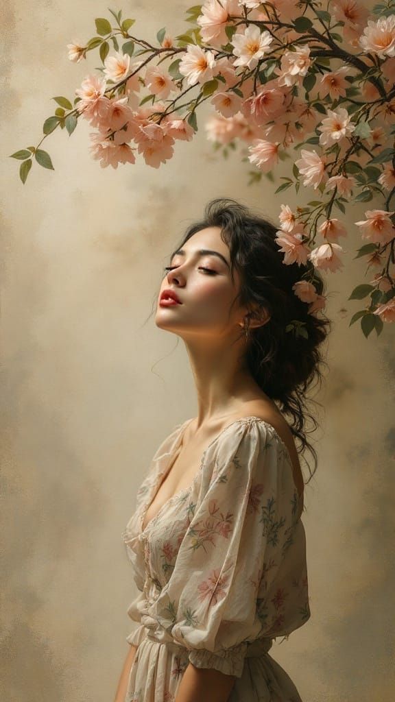 Surreal Spring Beauty in Sepia Tonal Style
