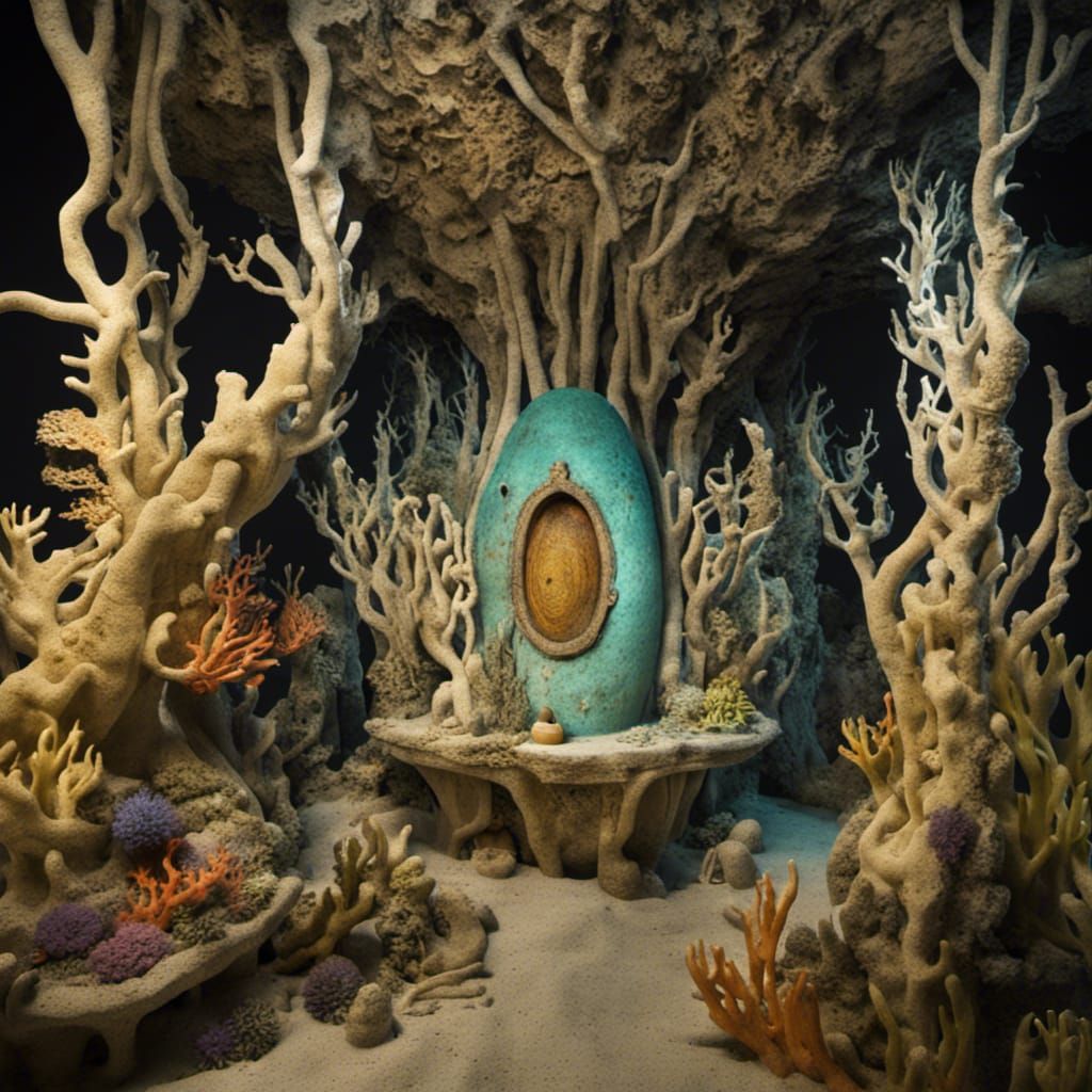 Organic Deepsea Temple Inlaid with Coral Reef