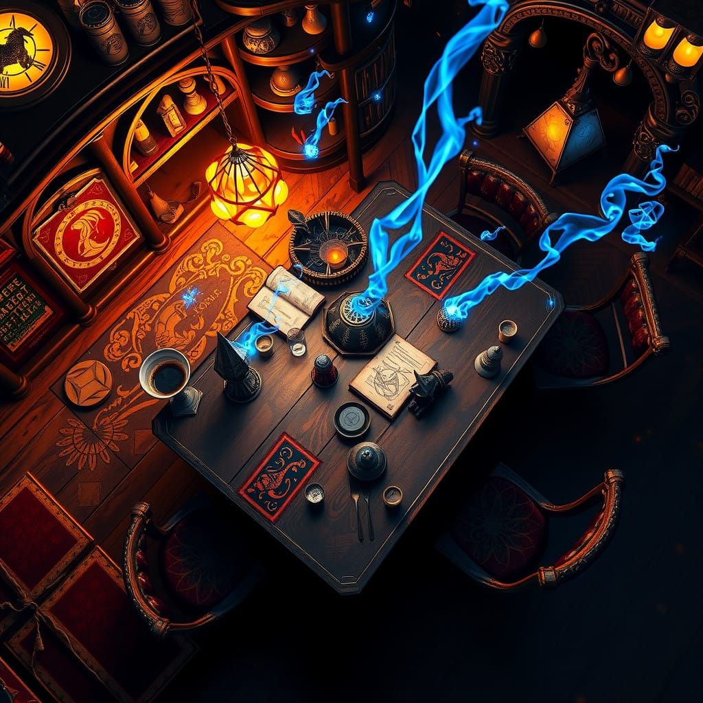 Mystical Tavern Table Radiates Aetherpunk Magic