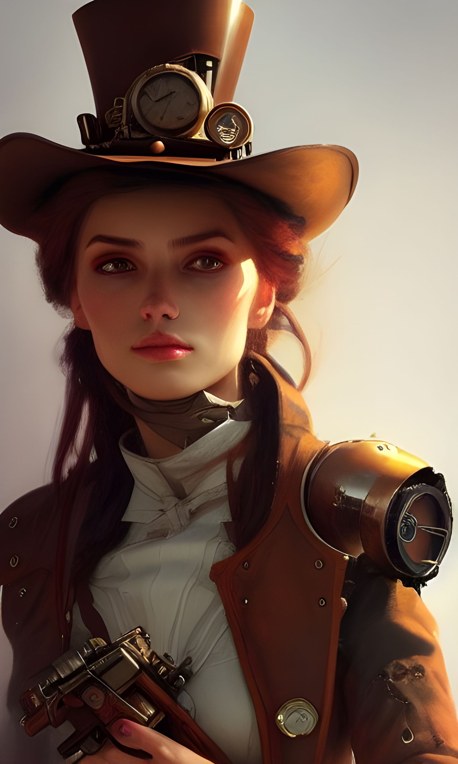 Steampunk Gunslinger Portrait in Hyperdetailed Style