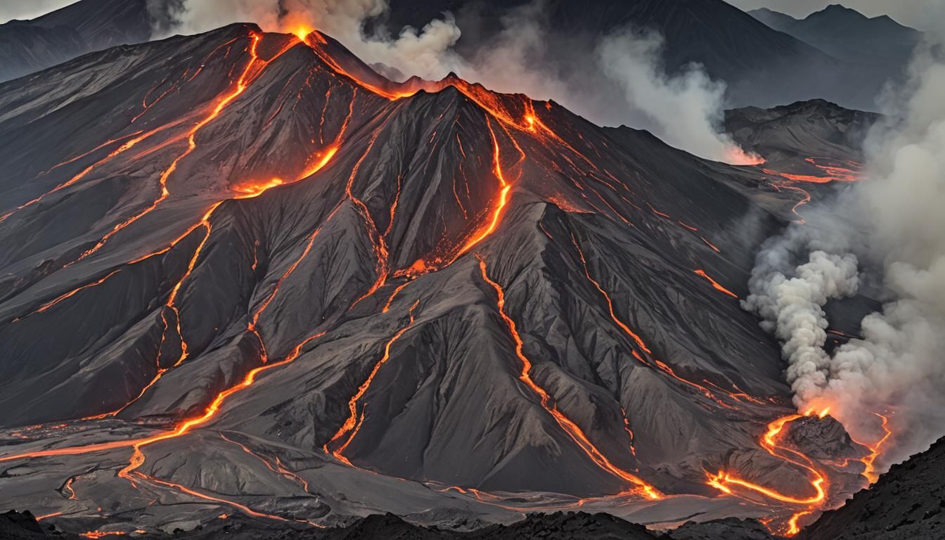 Volcanic Eruption: A Dystopian Landscape Painting