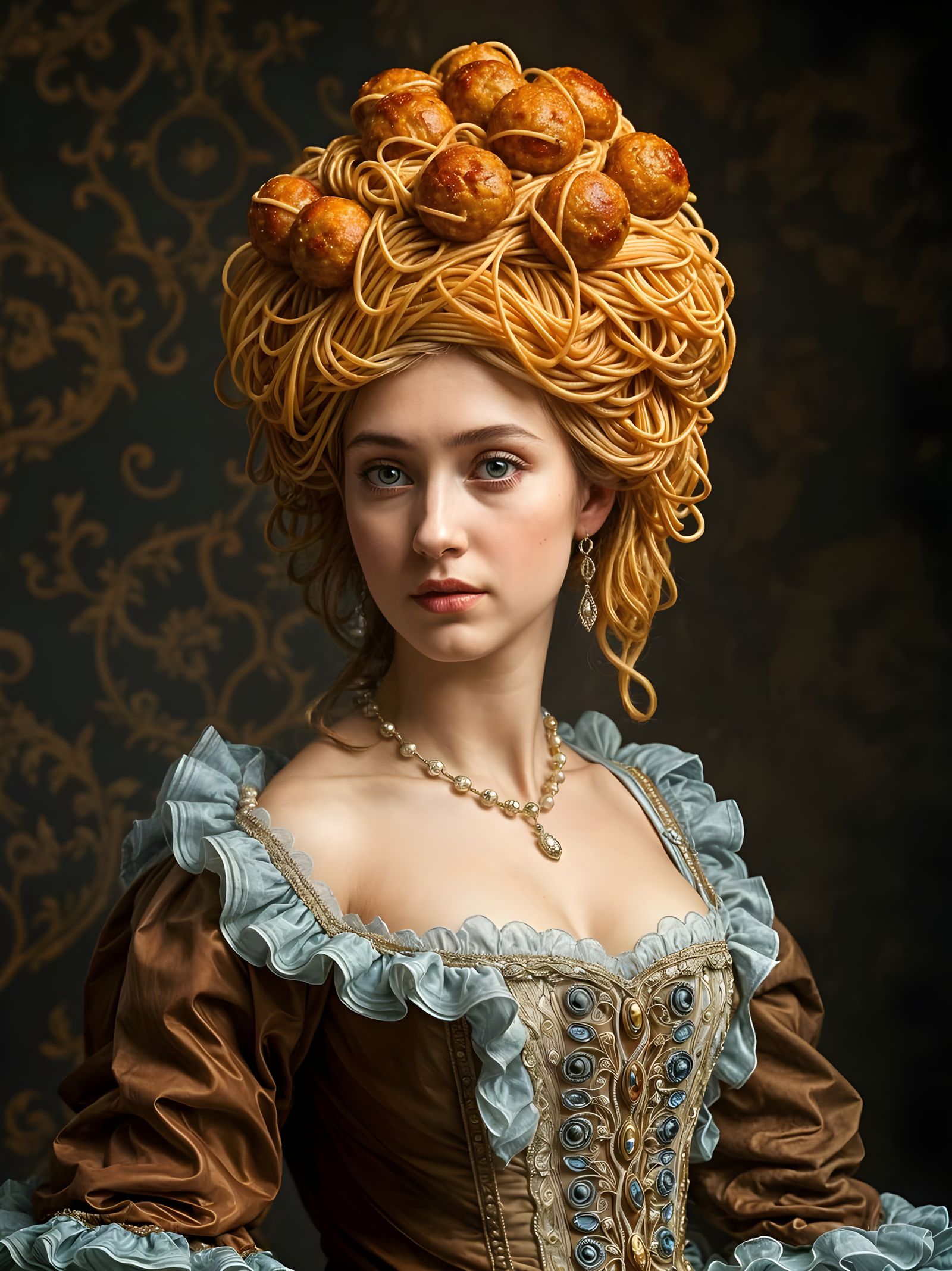 Eighteenth-Century Lady with Spaghetti Hat Masterpiece