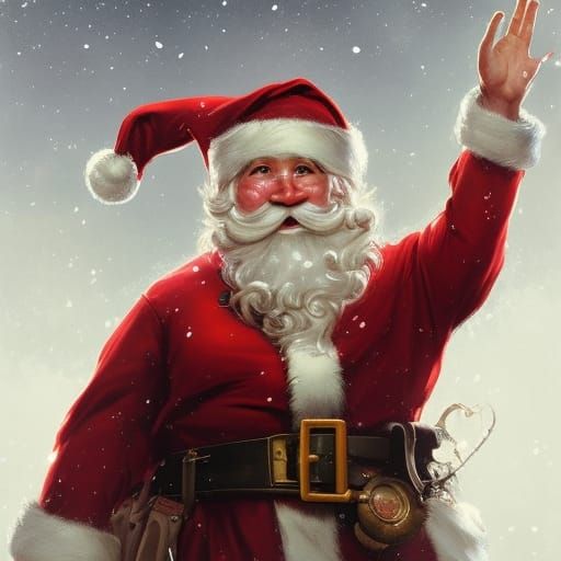 Youthful Santa and Elf Portrait in Hyperdetailed Digital Art