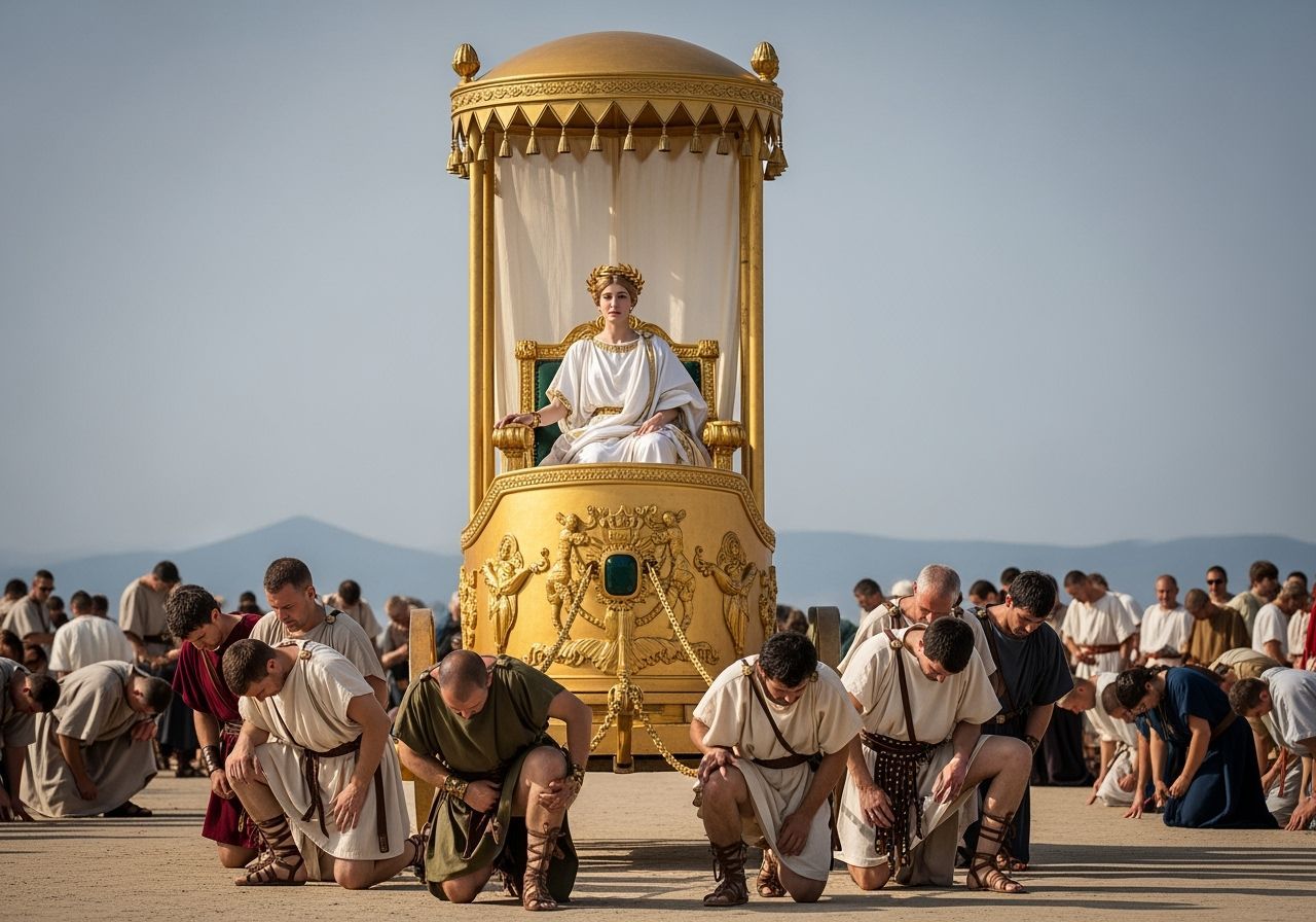 Roman Empress on Gold Chariot: Regal Photograph
