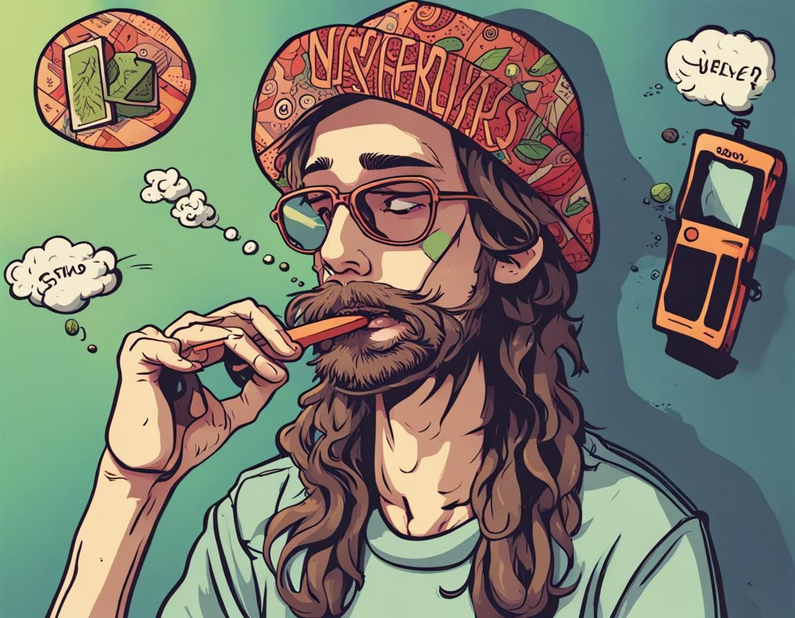 Stereotypical Stoner Character Illustration