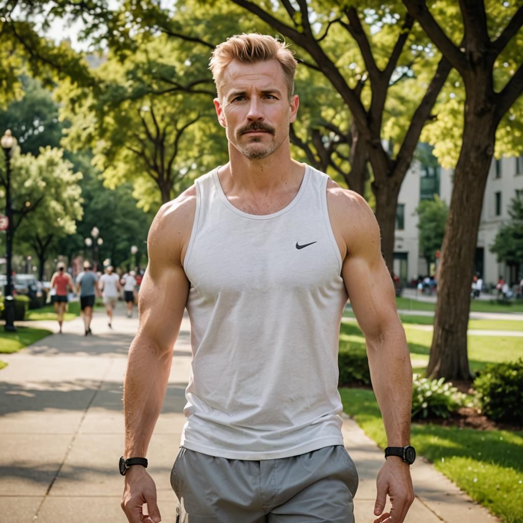 Muscular Man in Urban Park: Professional Photography
