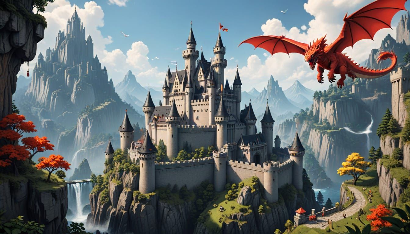 8-Bit Prince Rescues Princess from Dragon in Flying Castle