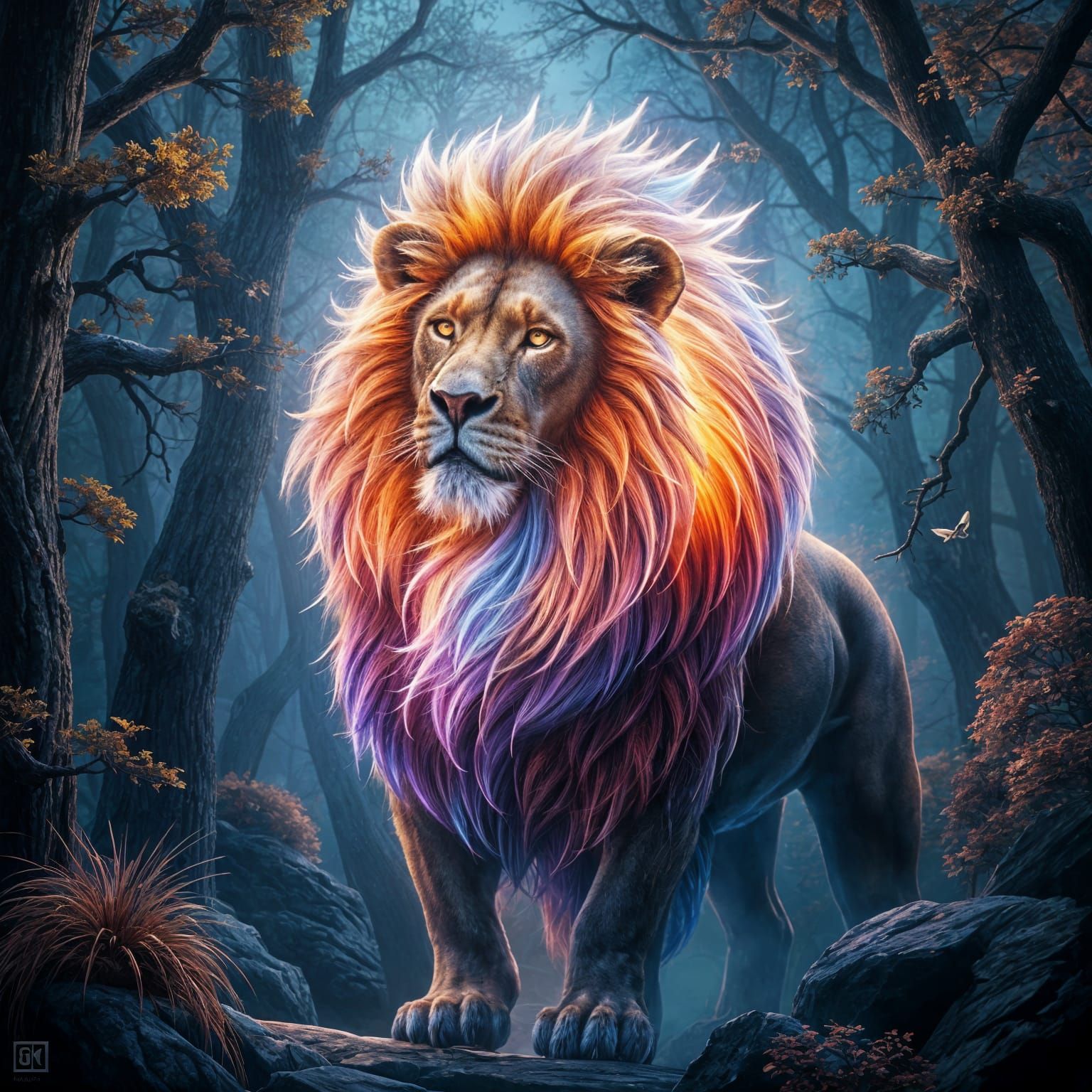 Fantastical Lighting Lion Digital Painting