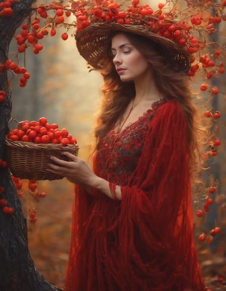 Autumnal Woman Portrait in Vivid Colors