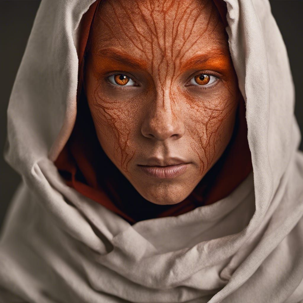 Striking Portrait of a Red-Skinned Zabrak Jedi Girl