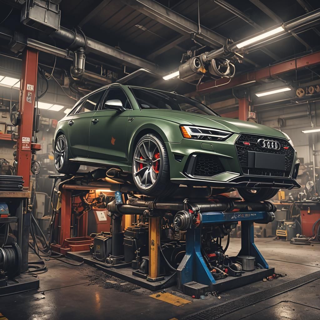 Mechanic Welding Exhaust on Audi RS4: Matte Painting
