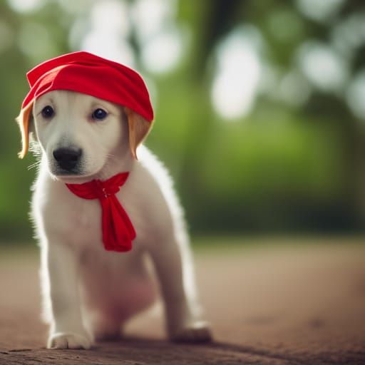 Puppy with Red Bandana in Natural Light