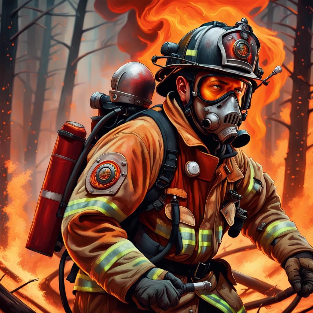 Heroic Firefighter Battles Raging Forest Fire