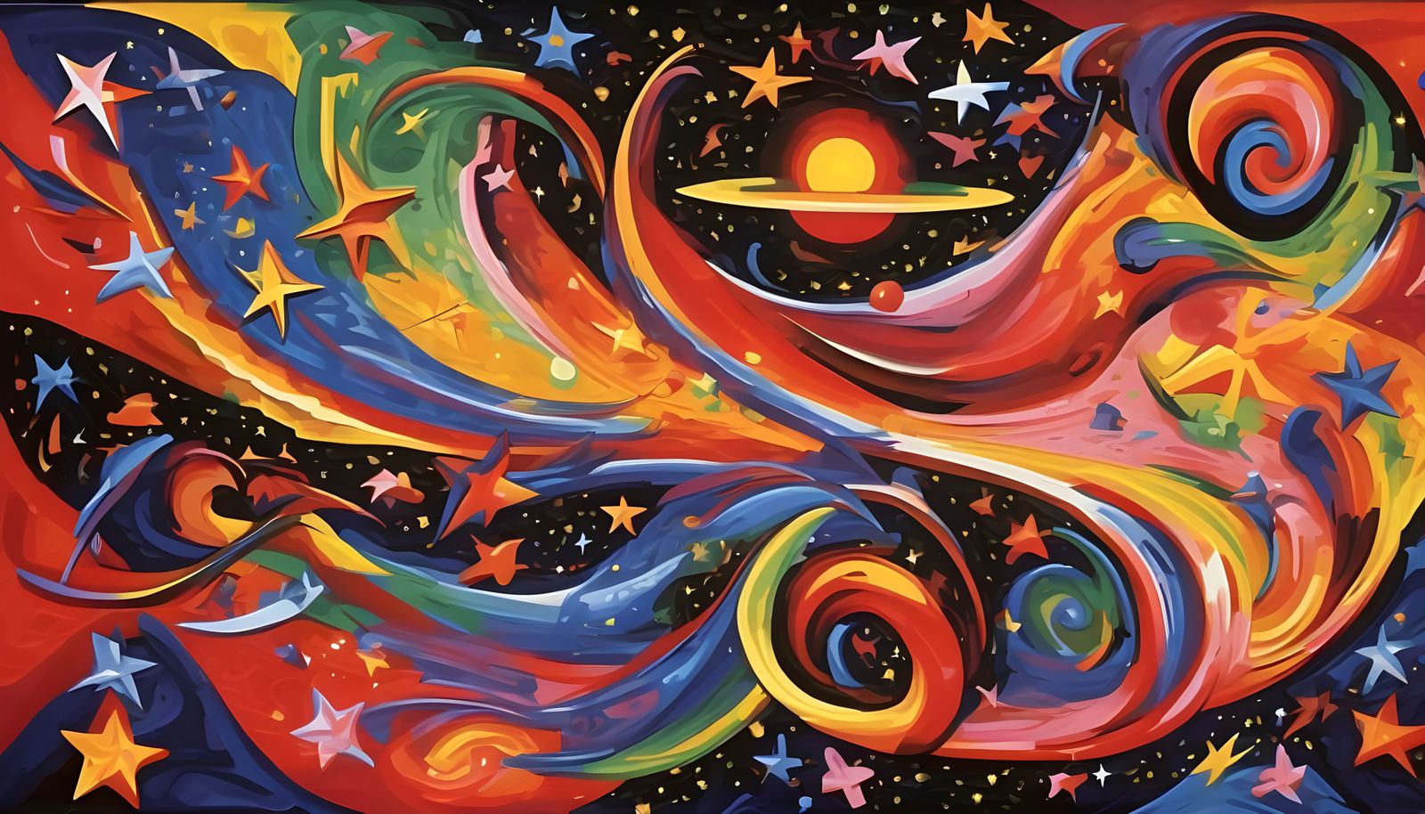 Surreal Cosmos of Swirling Stars in Tropical Colors