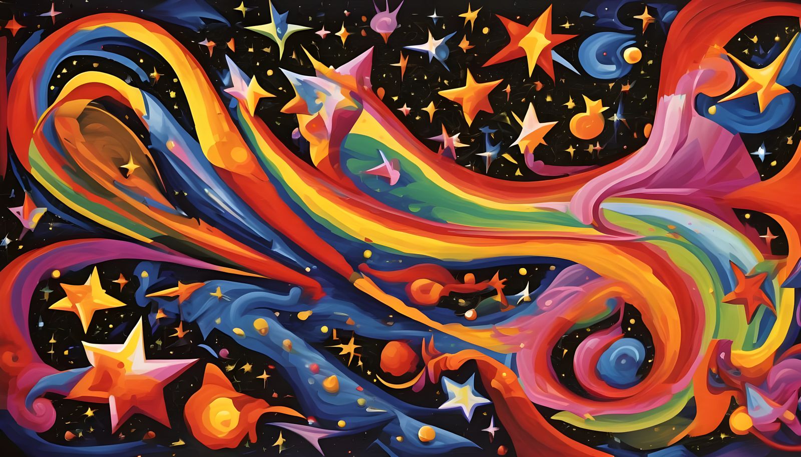 Surreal Cosmos of Swirling Stars in Tropical Colors