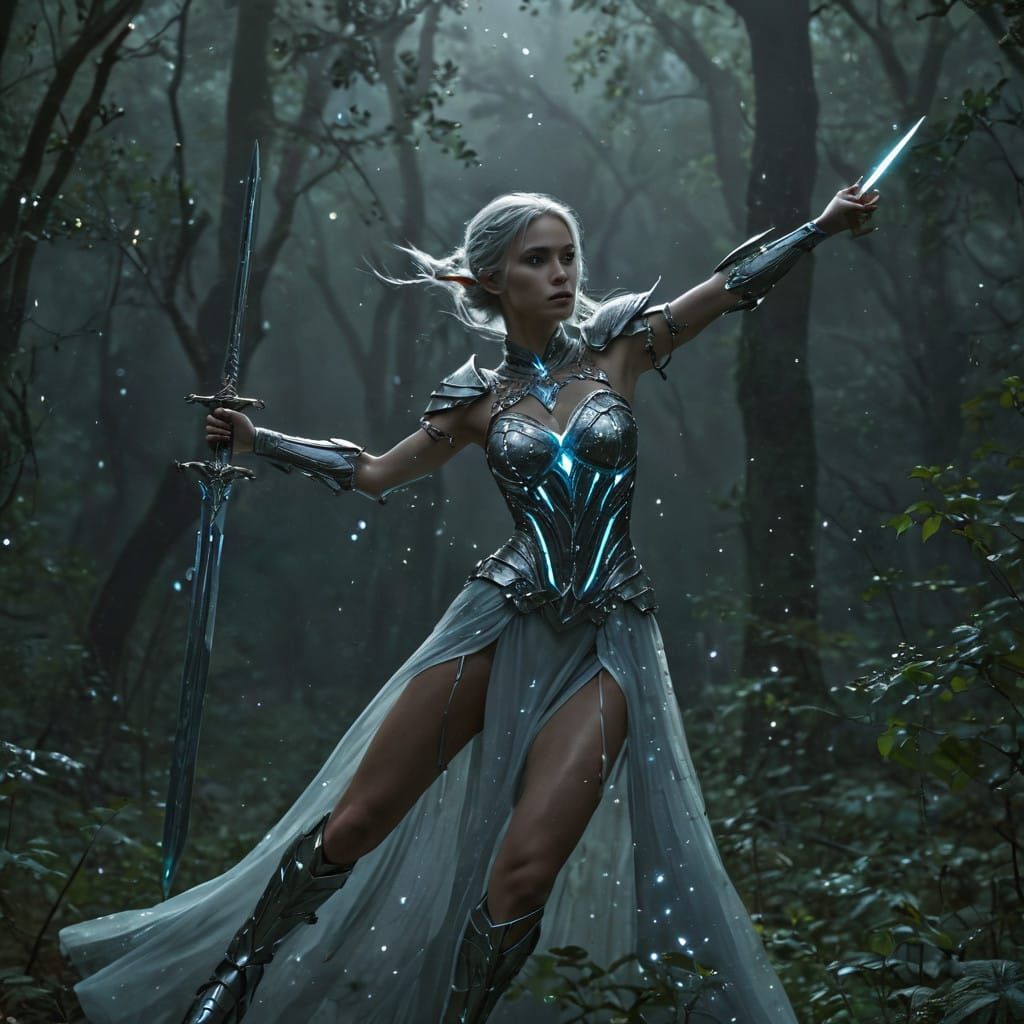 Ethereal Elf Warrior with Celestial Sword