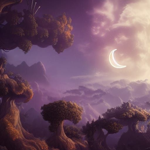 Moonlit Lovers Under Lucky Starry Trees