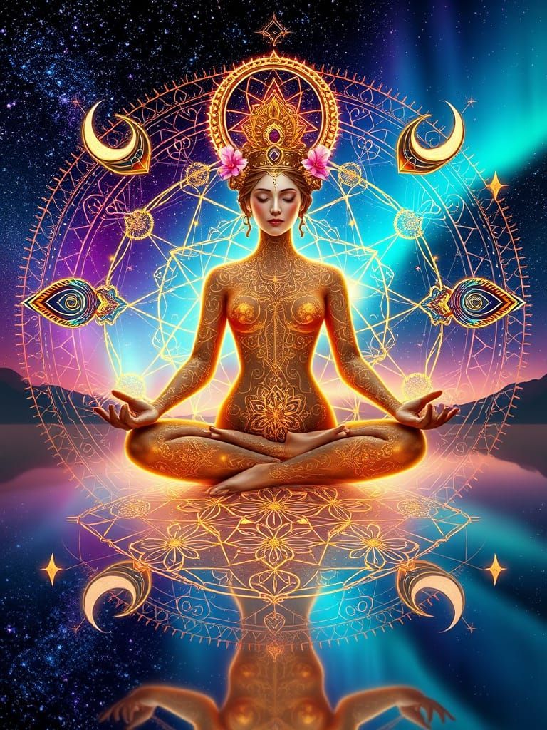 Sacred Feminine Goddess Radiates Cosmic Energy in Intricate ...
