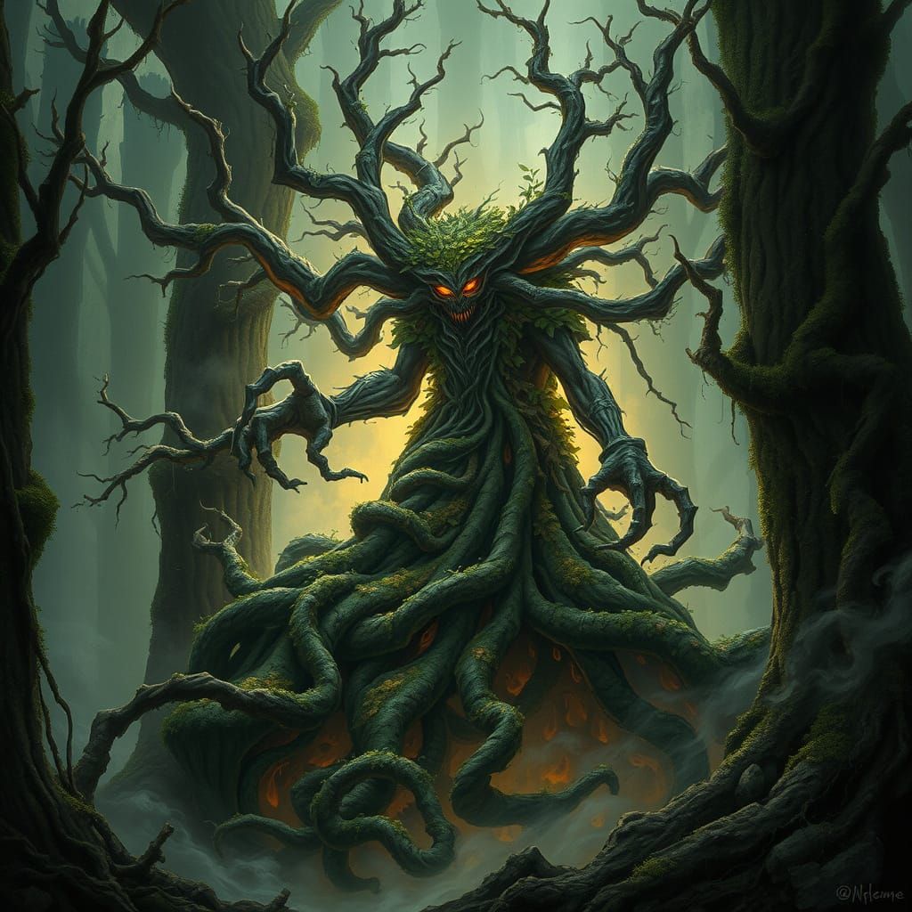 Earth Spirit Emerges from Dying Forest
