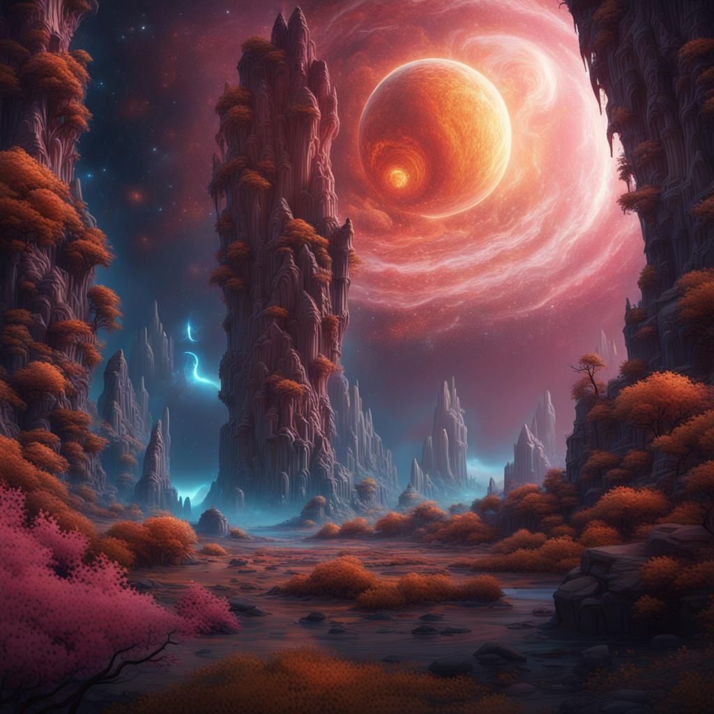 Ethereal Cosmic Environment in Detailed Matte Painting