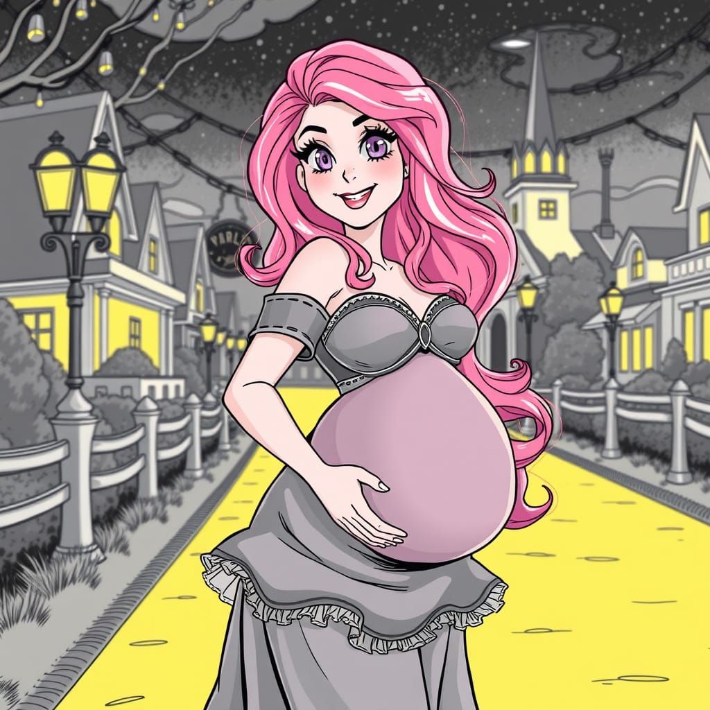 Elegant Pregnant Woman in Glenda's Ballgown on Yellow Brick ...