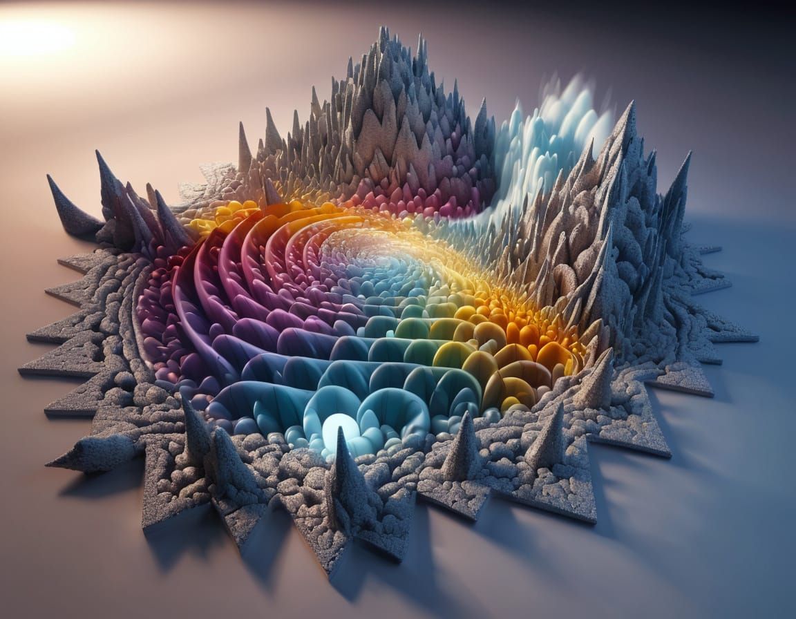 surrealism 3D distorted perspective paradoxes knolling fract...