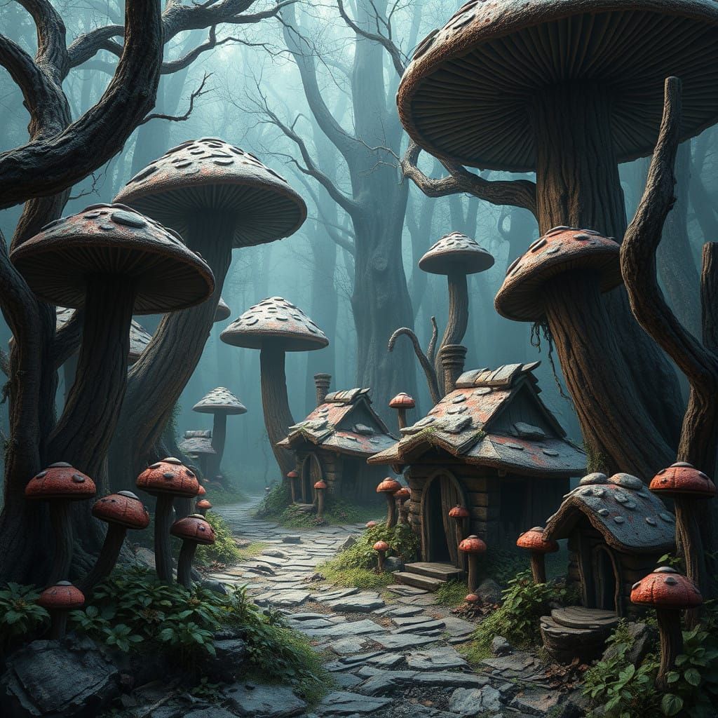 Fantastical Mushroom Forest in Decay