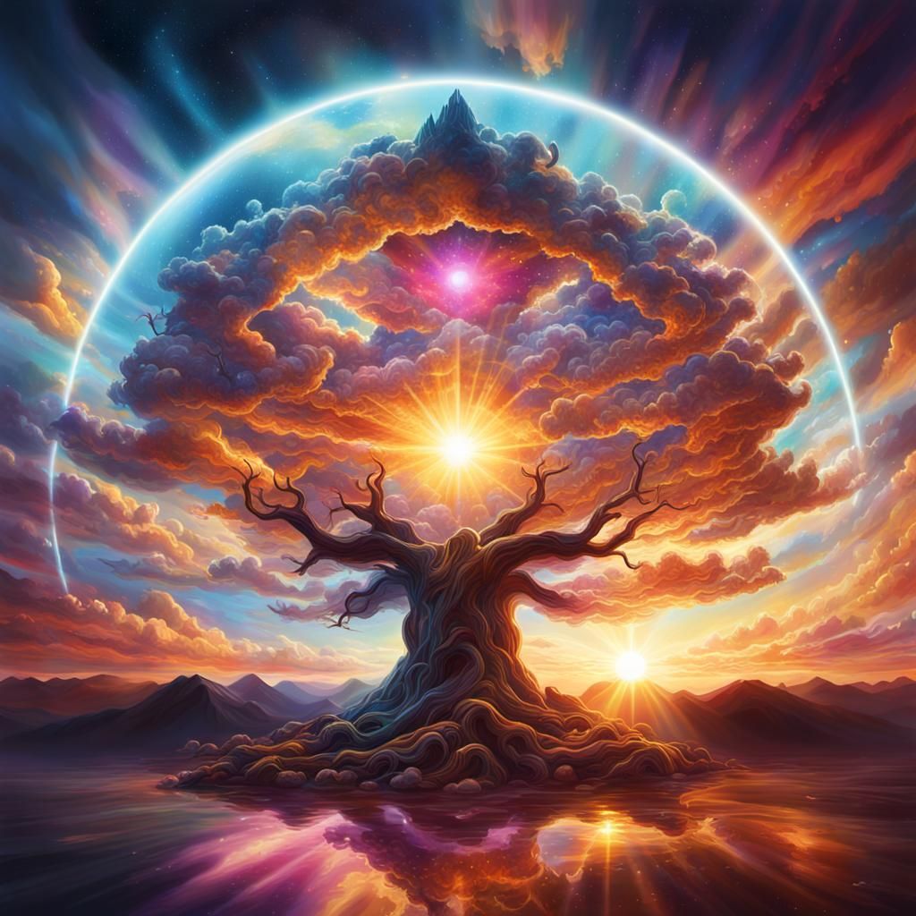 Heavenly Sunshine Beams Through Clouds