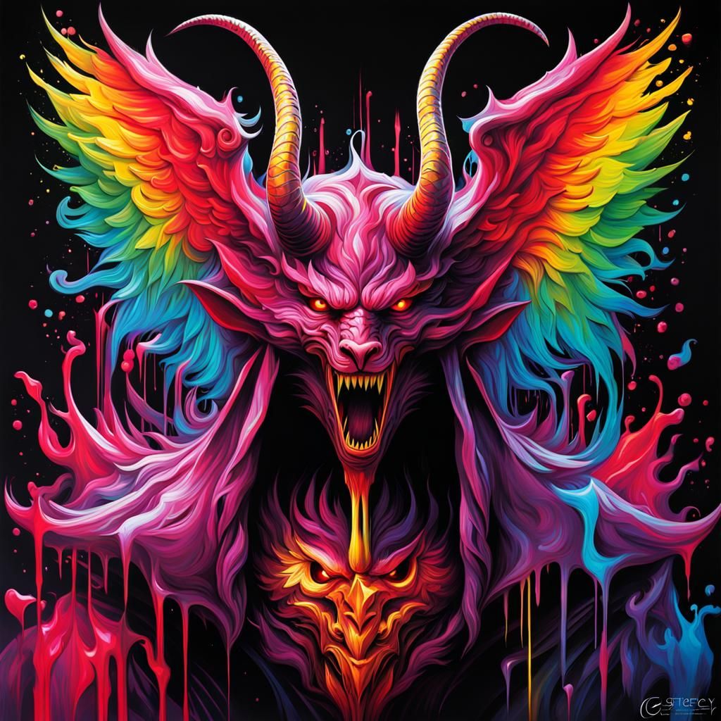 Lucifer's True Form in Graffiti Art Style