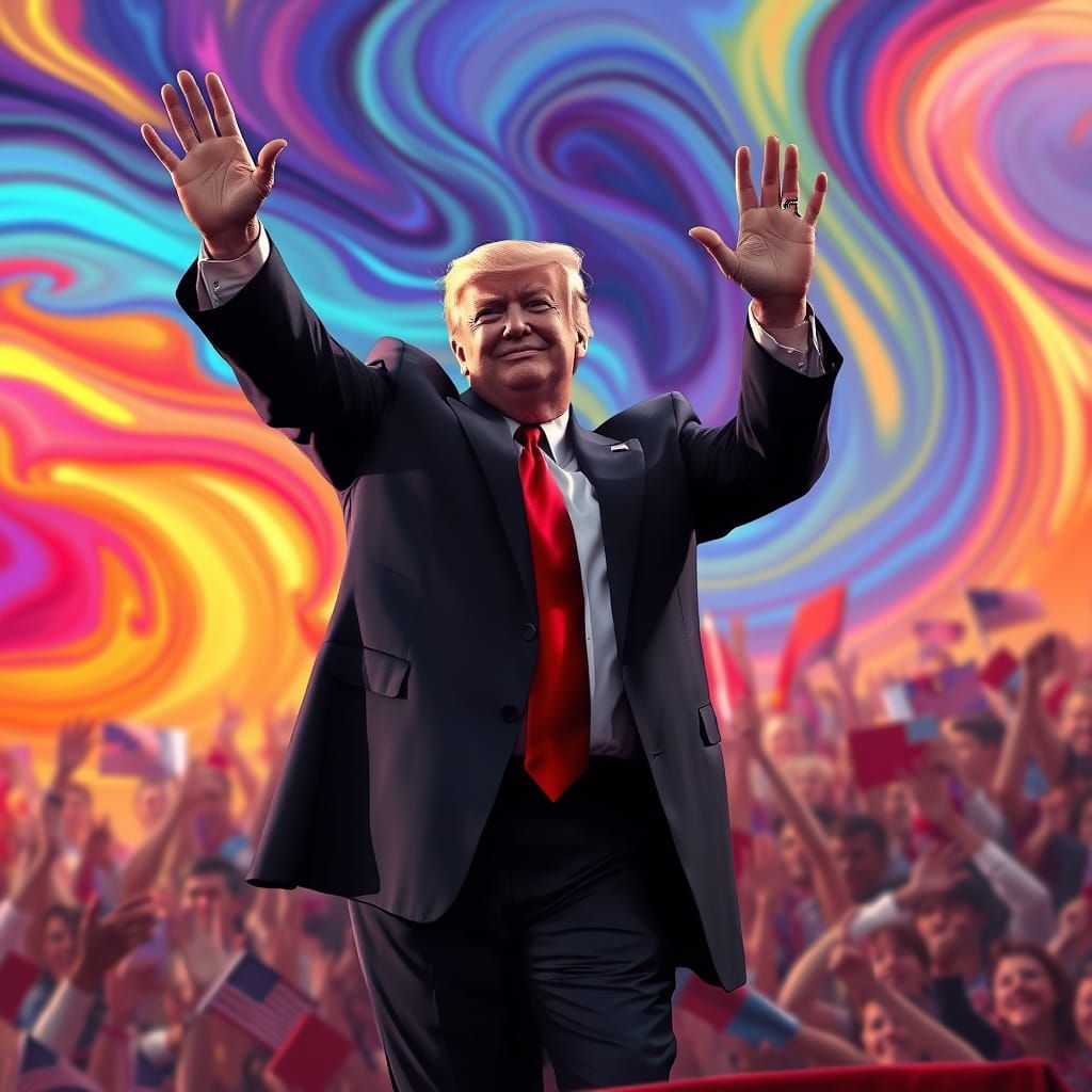 Confident Leader in Vibrant Fantasy Landscape