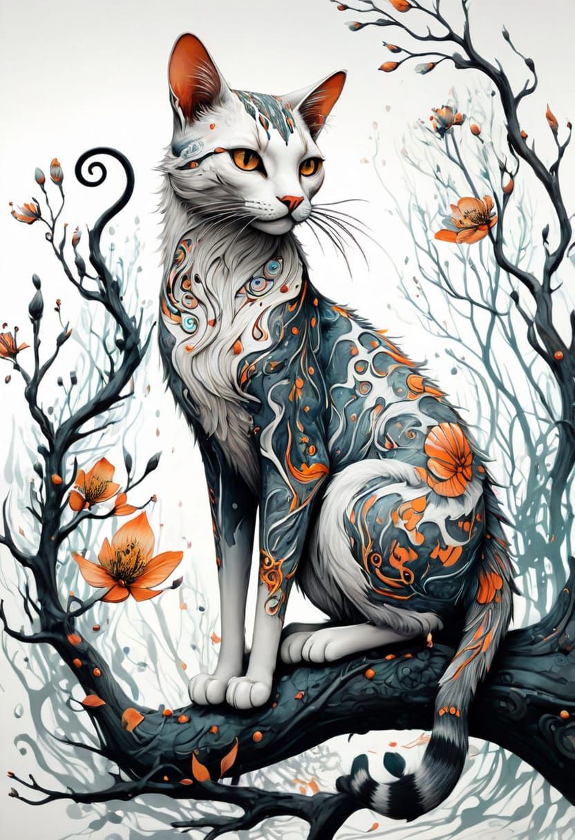 Mystical Cat in Enchanted Forest