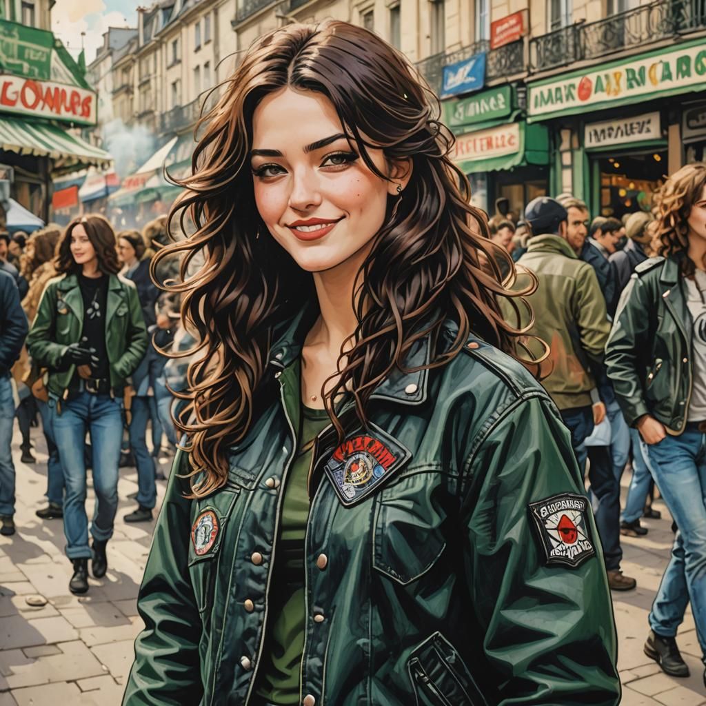 Brunette Anarchist in Parisian Carnival, Anime Comic Style