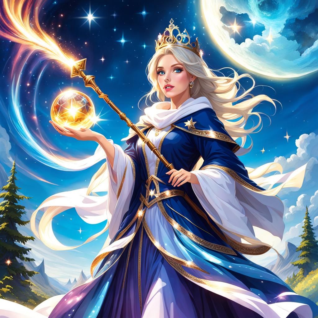 Magical Princess in a Blue Sky Fantasy