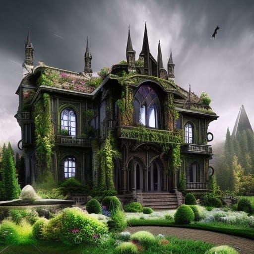 Gothic house with beautiful garden- Moss