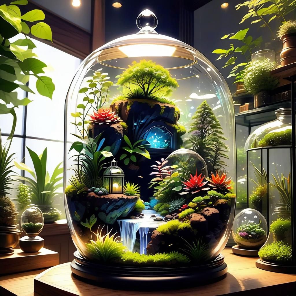 Hyperdetailed Terrarium with Natural Lighting