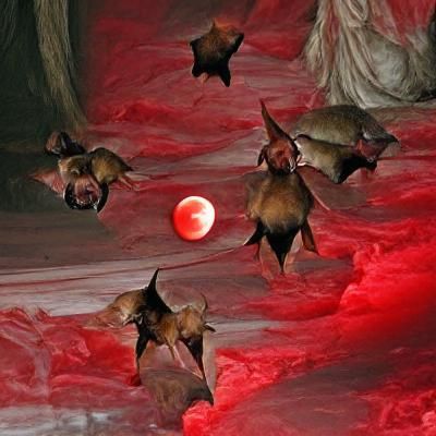 Vampire Bats Soaring Under Blood Moon