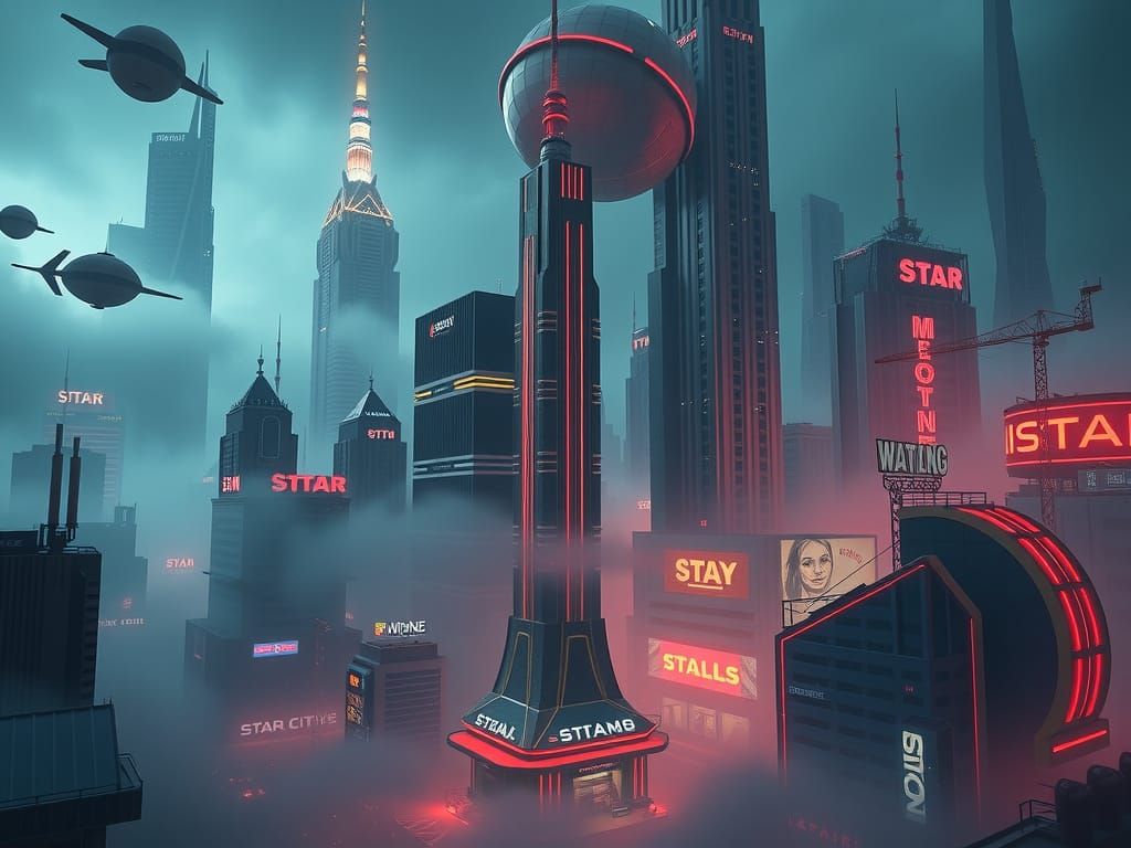 Futuristic Star City in Dystopian Twilight