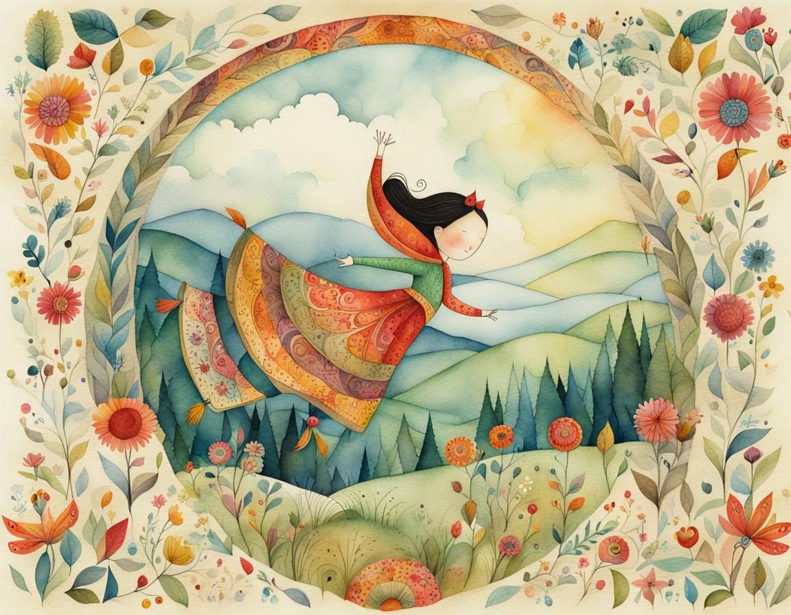 Whimsical Cartwheels in Storybook Illustration