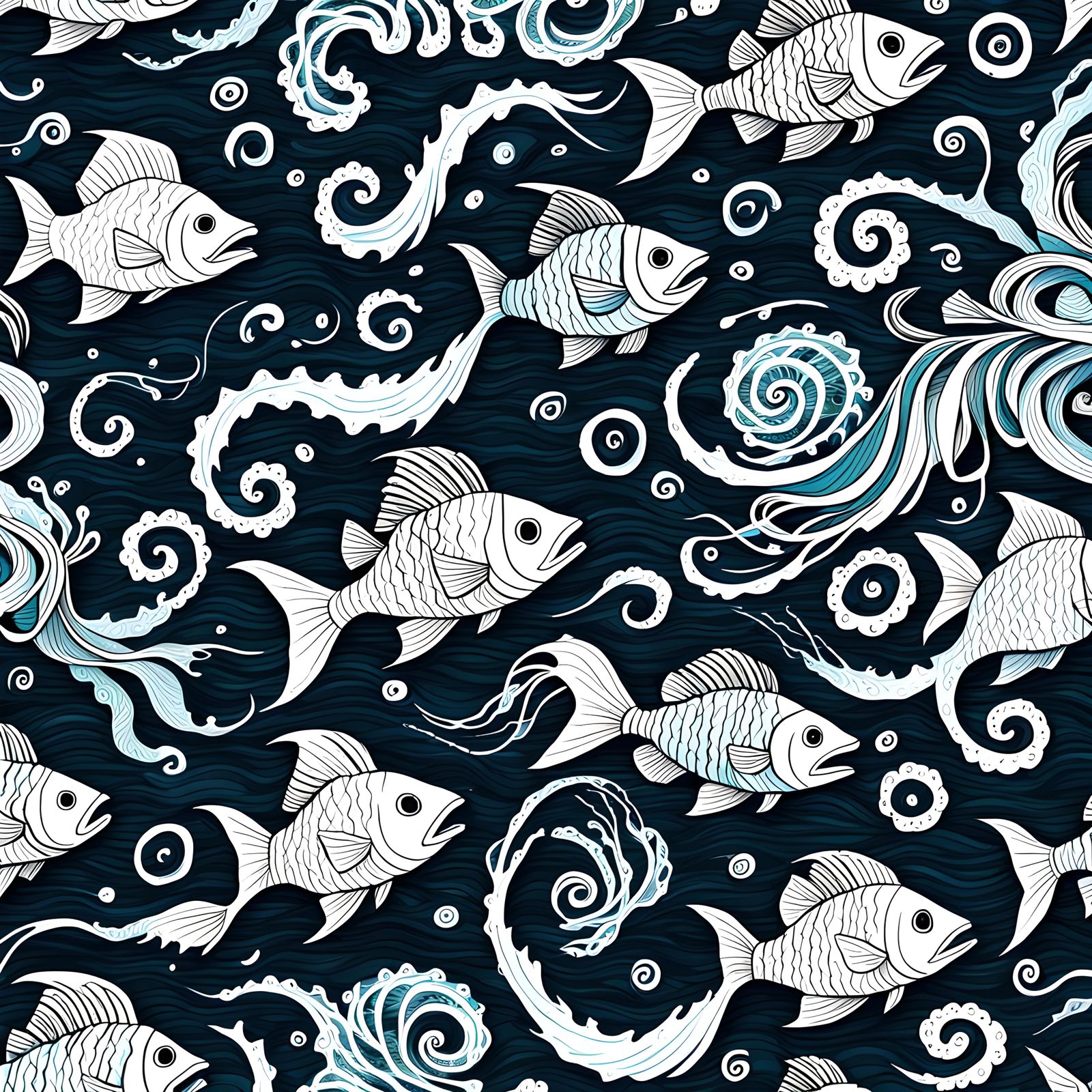 Knitting Angler Fish in Ukiyo-e Style