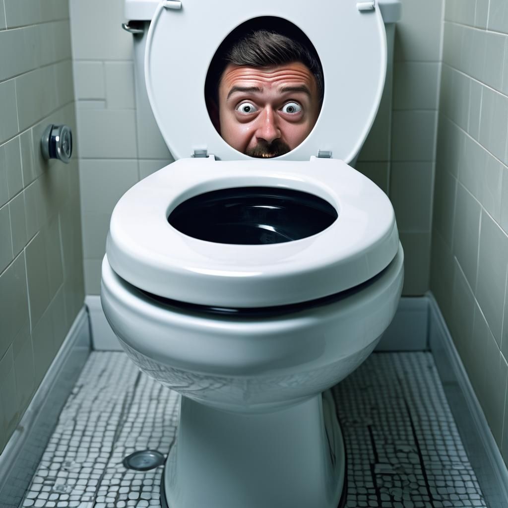 Surreal Skibidi Toilet Portrait in Grotesque Style