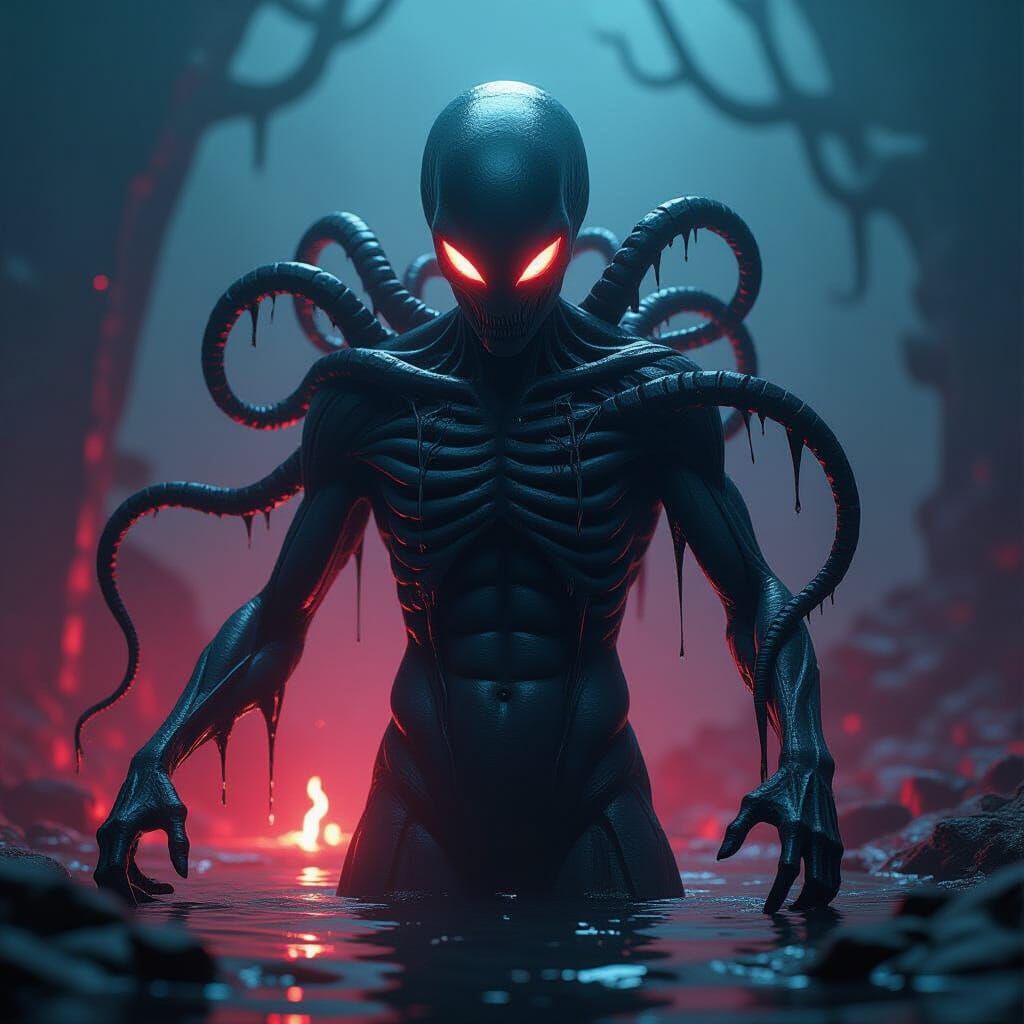 Bioluminescent Alien Parasite in Hyperrealistic Matte Painti...