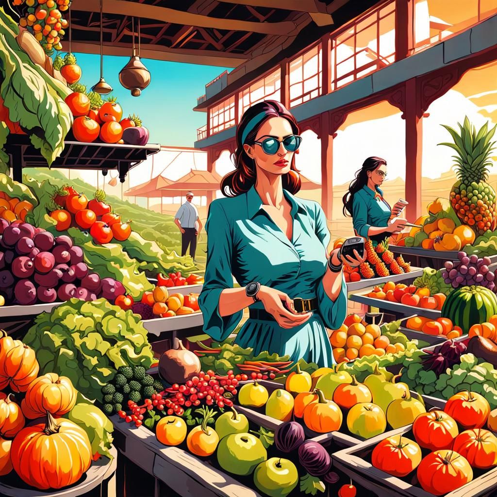 Terrace Garden: Exotic Fruits in Gouache Art